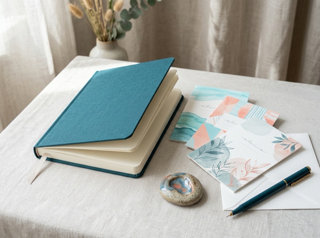 A journal, cards and a keepsake